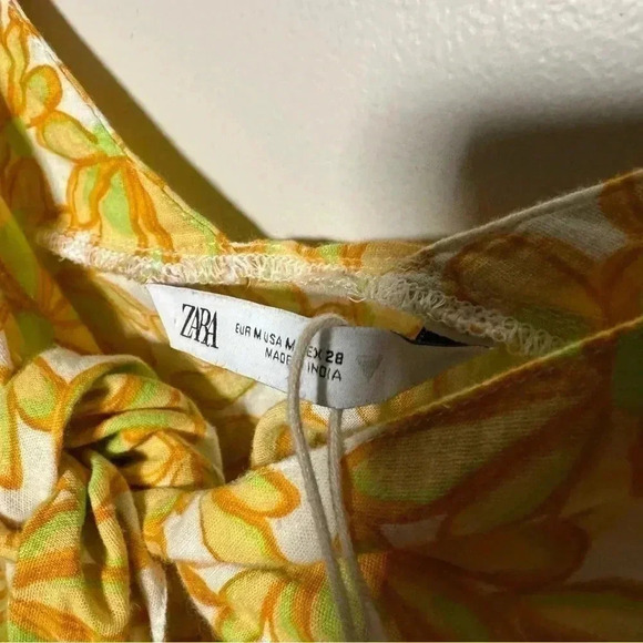 NWT ZARA YELLOW PRINTED TIE TOP  WITH KNOT M - Picture 6 of 7